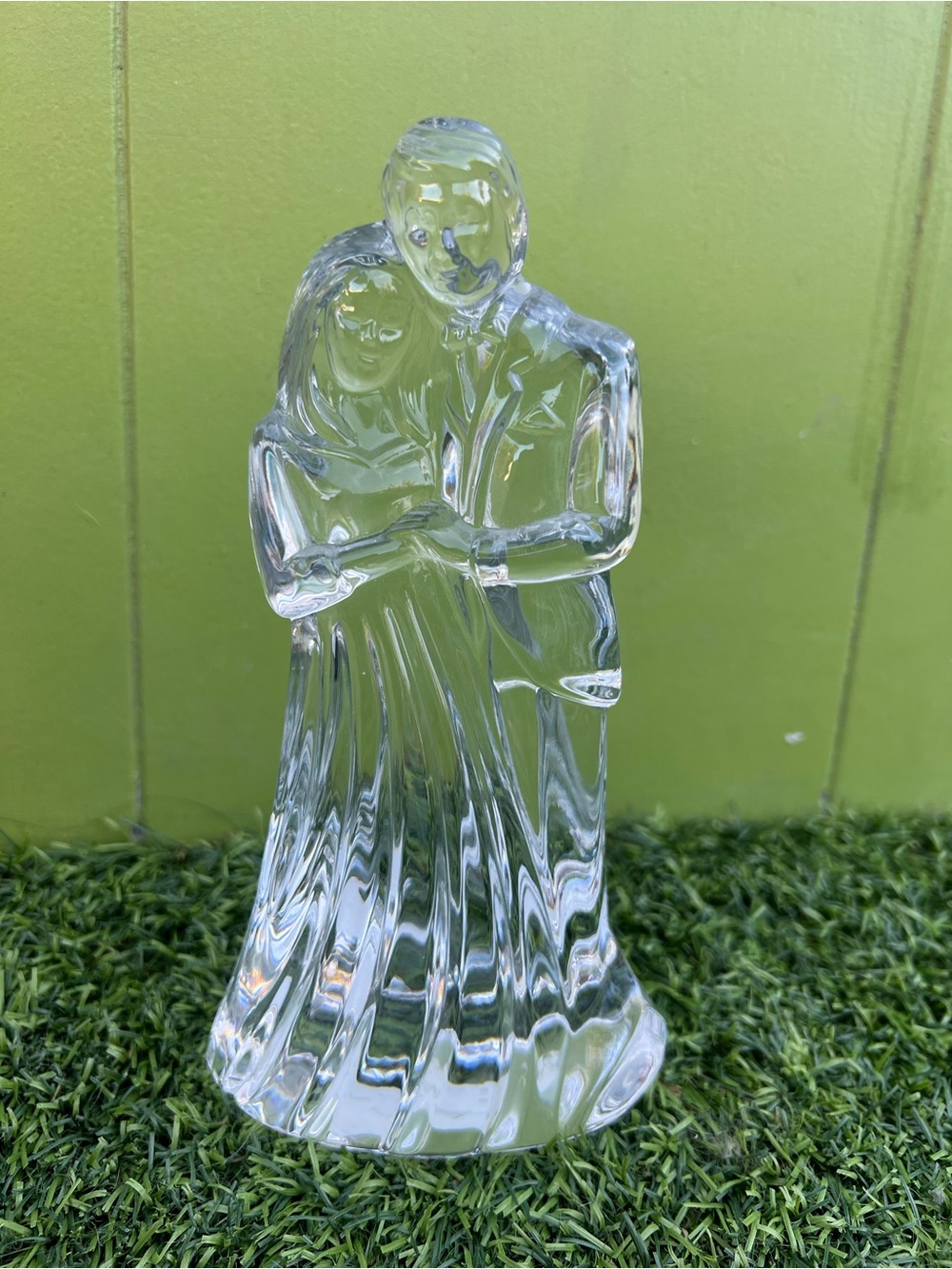 WATERFORD Bride and Groom Crystal Wedding Couple Figurine Sculpture 7-1/4” Tall